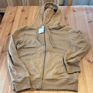 NWT! Goodfellow & Co Tan Ultra-Soft Fleece Full Zip-Up Hoodie Size Small